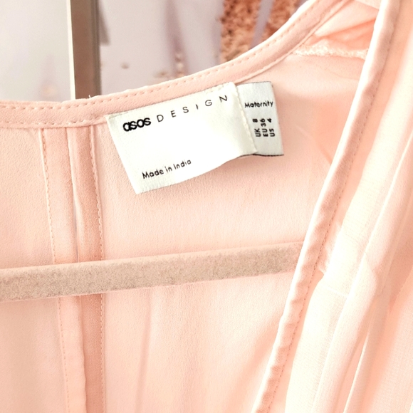 ASOS DESIGN Maternity wrap balloon sleeve mini dress with tie waist detail - Picture 5 of 6